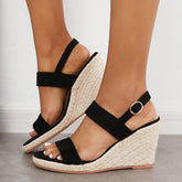 Open Toe Platform Espadrilles Wedge Ankle Strap Slingback Sandals Oshnow